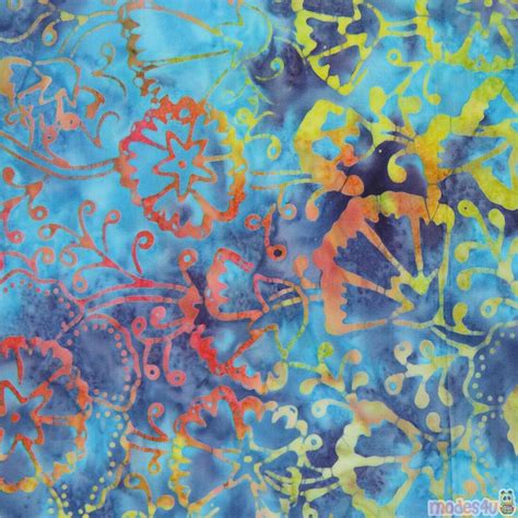 Timeless Treasures Blue Vine And Flower Batik Fabric Modes U