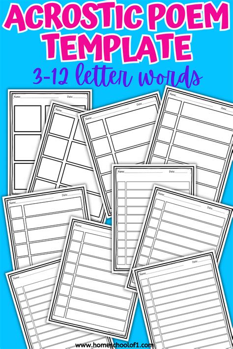 Acrostic Poem Template (10 free printables)