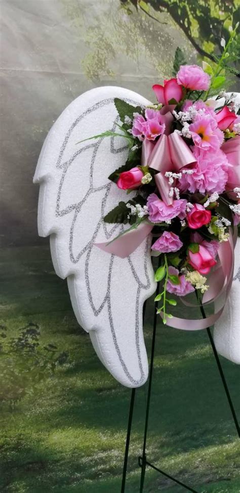 Pink Angel Wings Cemetery Arrangement Sympathy Gravesite Etsy