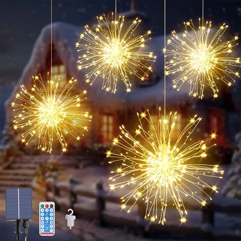 Acxilexy Pack Solar Firework Lights Leds Hanging Lights With