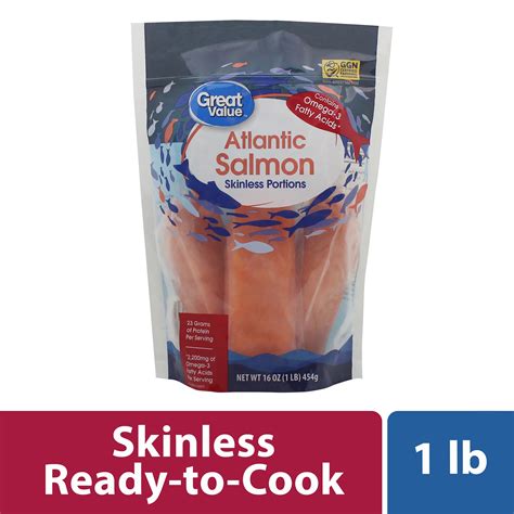 Great Value Skinless Atlantic Salmon Portions Lb Frozen Walmart