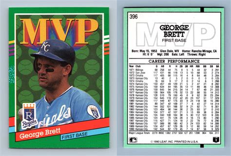 George Brett Royals Donruss Baseball Mvp Trading Card