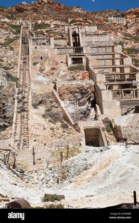 Sulphur Mine Milos Island Cyclades Islands Greece Europe Stock