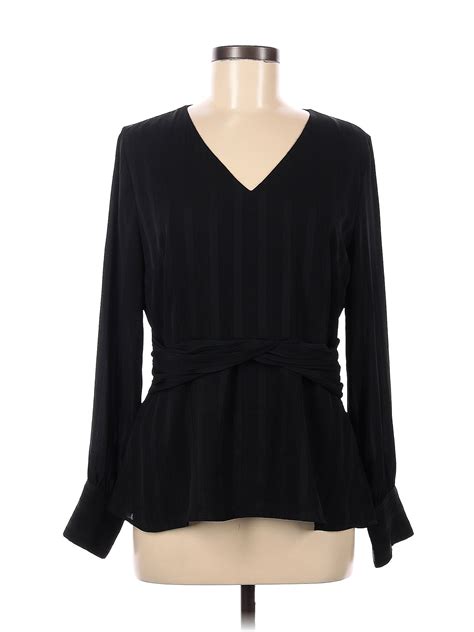 Ann Taylor 100 Polyester Black Long Sleeve Blouse Size 8 77 Off