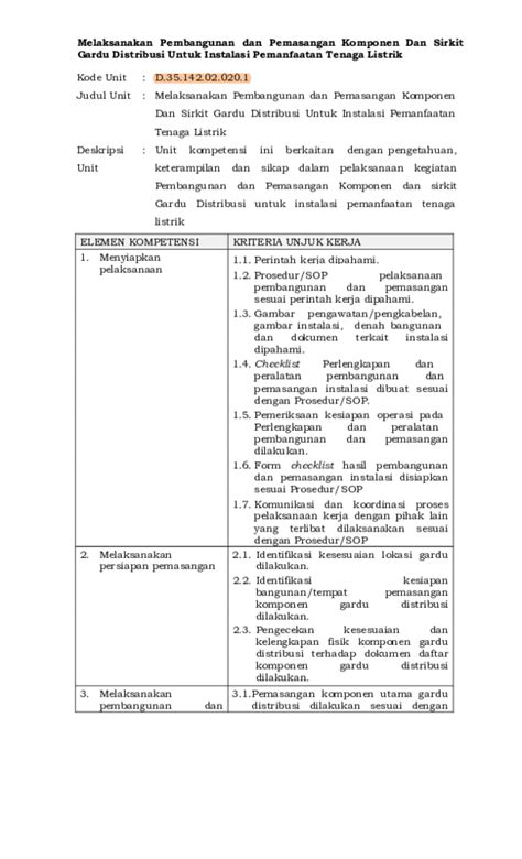 Pdf Melaksanakan Pembangunan Dan Pemasangan Komponen Dan Sirkit Gardu Distribusi Untuk