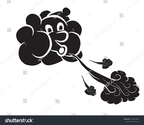 Image Cute Cartoon Cloud Blowing Wind Stock Vector Royalty Free