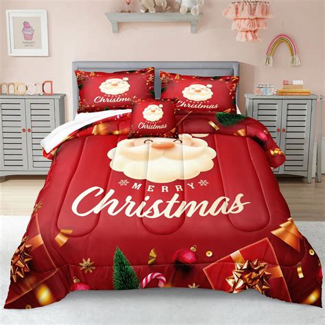 Amazon Herside Christmas Comforter Set Queen Bedding Set Santa