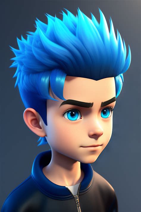 Lexica Blue Hair Boy In Black Zipper Top Pixar Style D Style