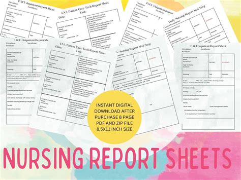 Nurse Report Sheet Digital Medical Report Sheets Report For Nurses