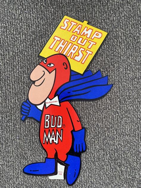 1970s Bud Man Budweiser Protest Picket Sign Stamp Out Thirst Decal