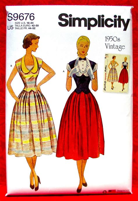 Simplicity Sewing Pattern S9676 Bodice Top Pleated Skirt 1950s 2 Piece Dress Sizes 16 18 20