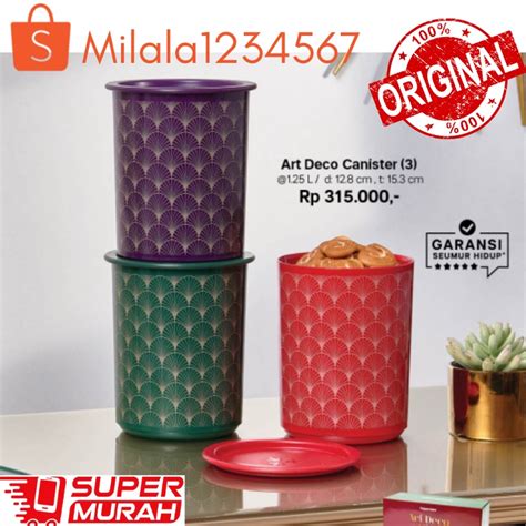 Jual Art Deco Canister Tupper Ware Toples Kue Toples Makanan