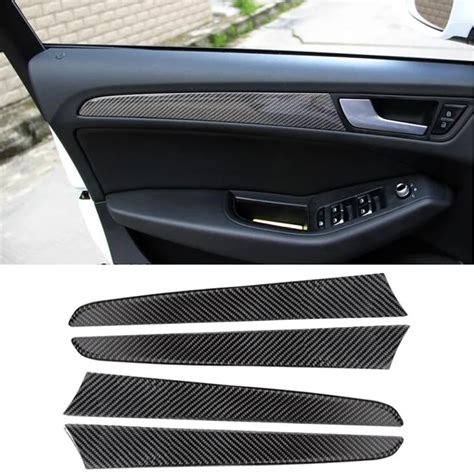 Car Carbon Fiber Door Panel Decal Cover Trim 4pcs For Audi Q5 Interior Accessories Decoration ...