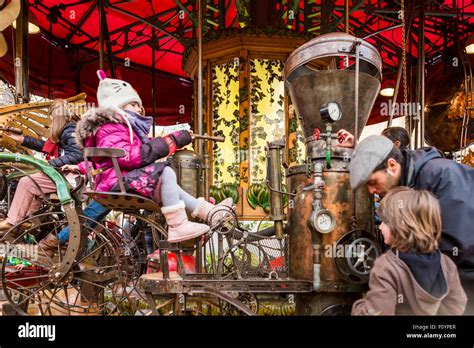 Carousel at Christmas market, Winter Wonderland, Brussels, Belgium Stock Photo - Alamy