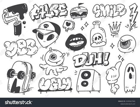 Set Hand Drawn Graffiti Doodle Vector Stock Vector (Royalty Free ...