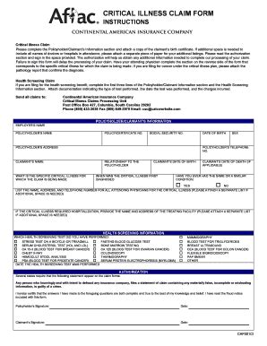 Fillable Online Charlescountymd Critical Illness Claim Form