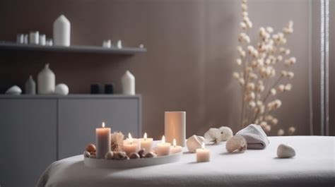 Premium AI Image | A table with candles and candles in a spa room