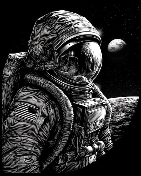 Premium AI Image | A drawing of an astronaut with the moon in the ...