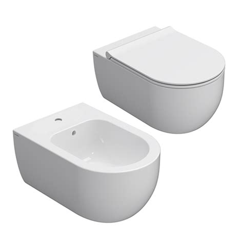 Wall-hung toilet without rim 53 cm Ceramica Globo Mode Wc, bidet and traditional closing seat