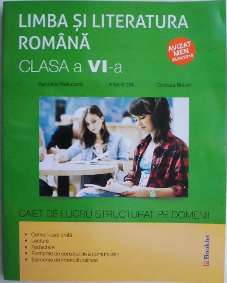 Limba Si Literatura Romana Caiet De Lucru Structurat Pe Domenii Clasa