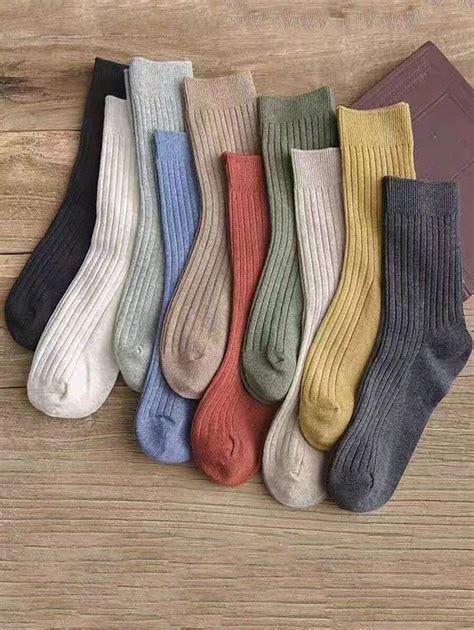 10 Random Pair Of Solid Color Crew Socks Shein Eur