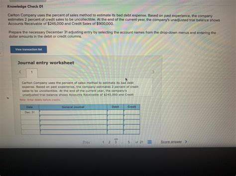 Solved Knowledge Check Carlton Company Uses The Percent Chegg