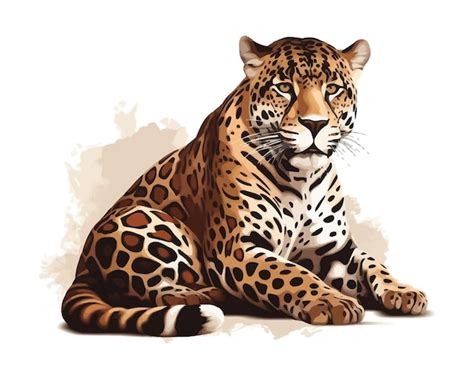 Ilustra O Em Vetor Leopardo Realista Em Fundo Branco Isolado Vetor