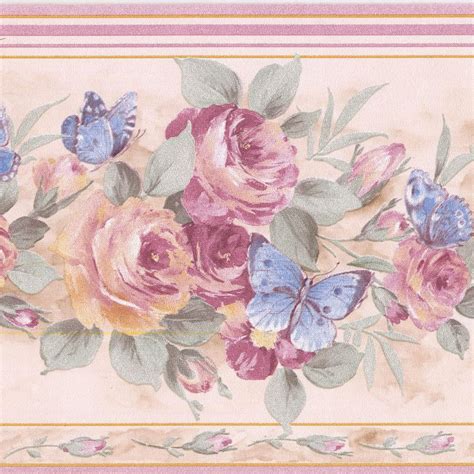 Concord Wallcoverings ™ Wallpaper Border Floral Pattern Roses