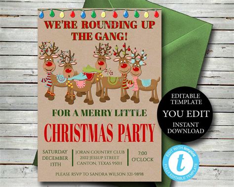 Editable Christmas Party Invitations Templates Free Printables Free