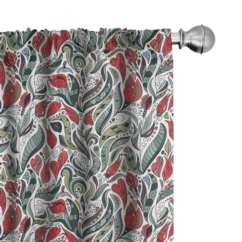 Ambesonne Retro Curtains Colored Boho Flowers Leaf Pair Of 28x95