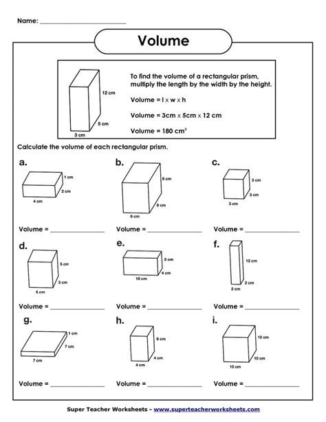 Areas And Volumes Of Solids Worksheet