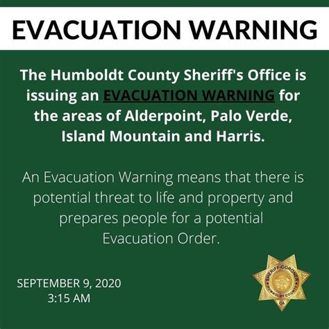 Evacuation Warning Issued For Alderpoint Area Humboldt Oes Urges