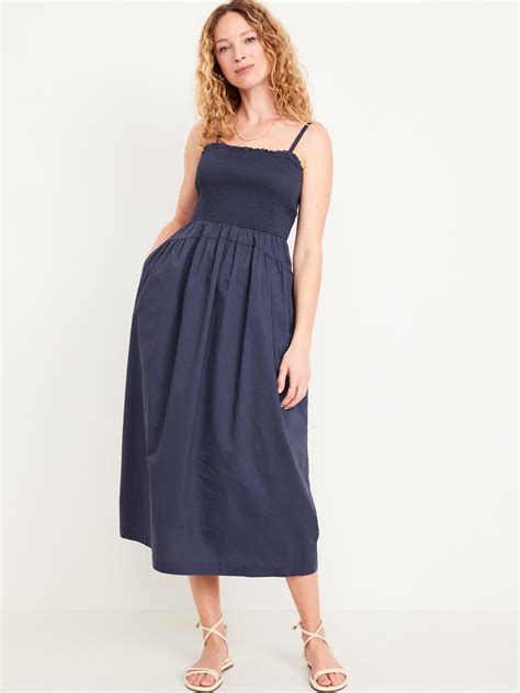 Fit Flare Smocked Midi Dress Old Navy