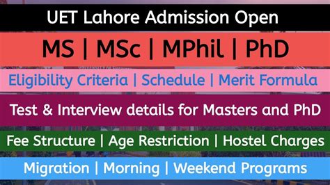 Uet Lahore Masters Ph D Test Interview Details Eligibility Merit