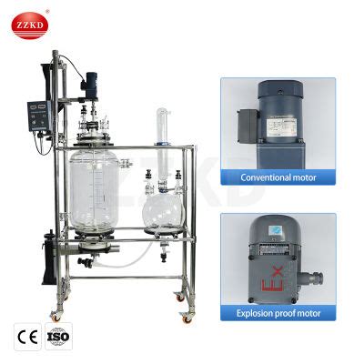 Lab Chemical Bioreactor Jacketed Glass Agitator L Crystallization