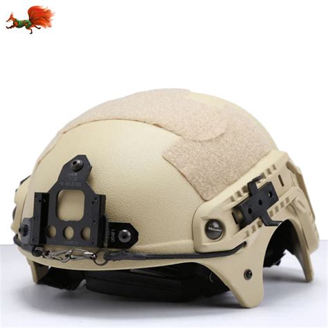 Nij Iiia Tan Ballistic Helmet With Integrated Frontal Shroud And Rail