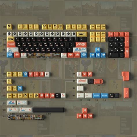 Retro Poster Keycap Set For Mechanical Keyboard 152pcscherry Etsy Uk