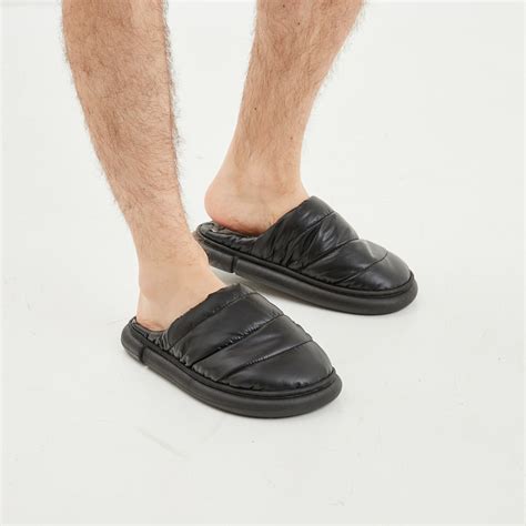 Chaussons Mules Matelass S Fourr S Noir Homme La Halle