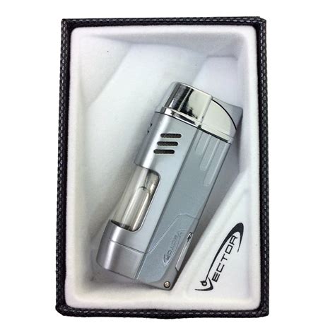 Vector Delta C Chrome Satin Dual Flame Lighter