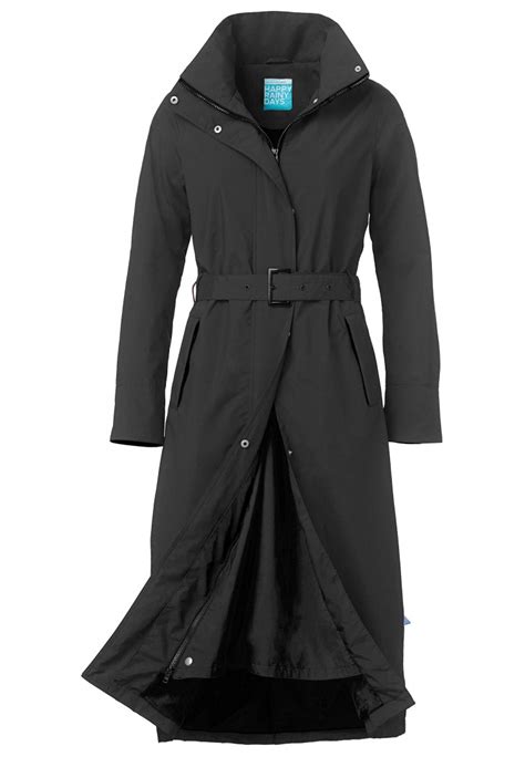 Happy Rainy Days Regenmantel Long Raincoat Bowie Schwarz Maat Xs