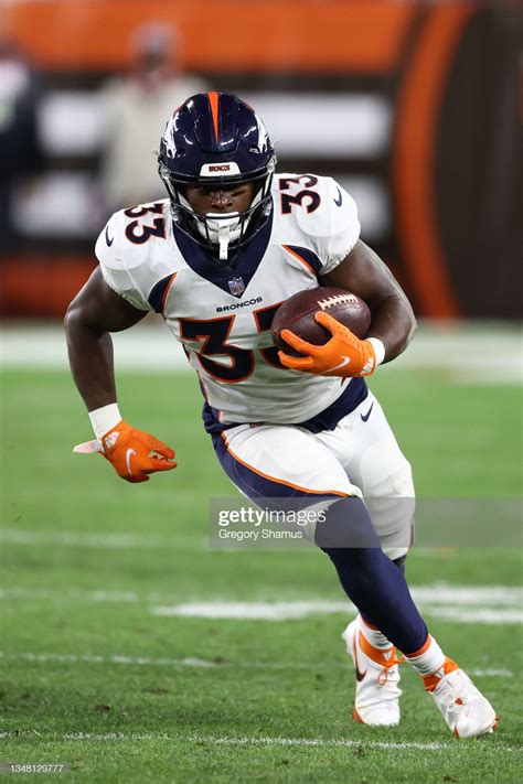 News Photo : Javonte Williams of the Denver Broncos plays... Cleveland ...