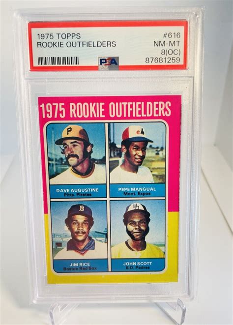 1975 Topps Rookie Outfielders Jim Rice Boston Red Sox RC 616 PSA 8 NM