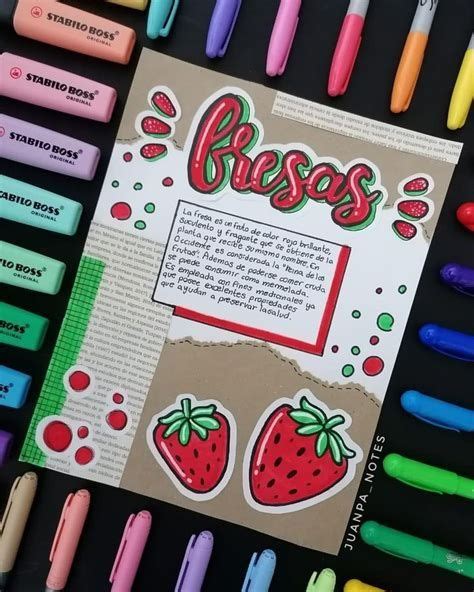 Fresas Apuntes Bonitos Libreta De Apuntes Titulos