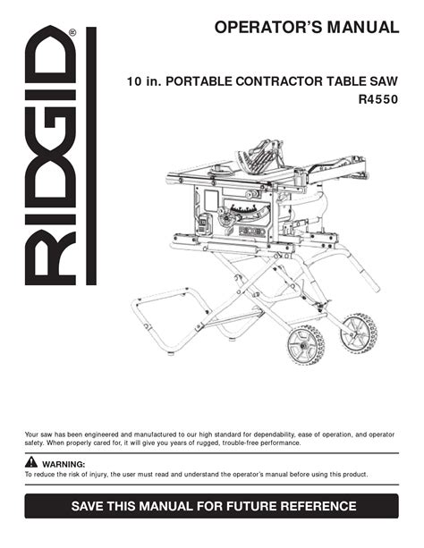 RIDGID Table Saw Extension Wing Manual | Operator's Guide