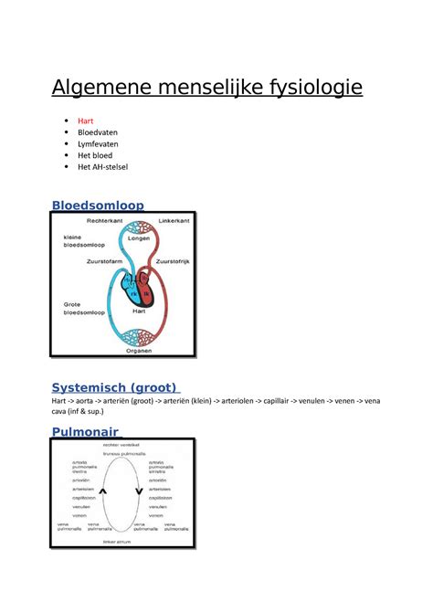 Samenvatting Algemene Menselijke Fysiologie Algemene Menselijke