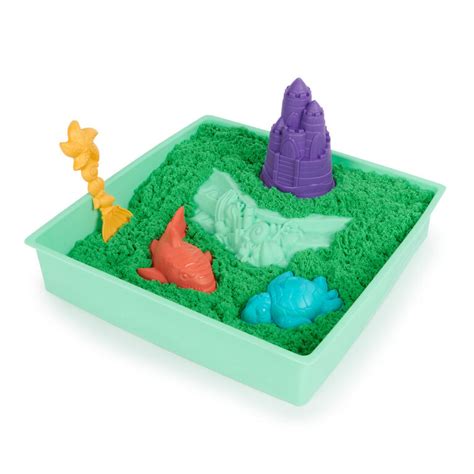 Kinetic Sand Sandbox Set, 1lb Play Sand, Sandbox Storage, 4 Molds and ...