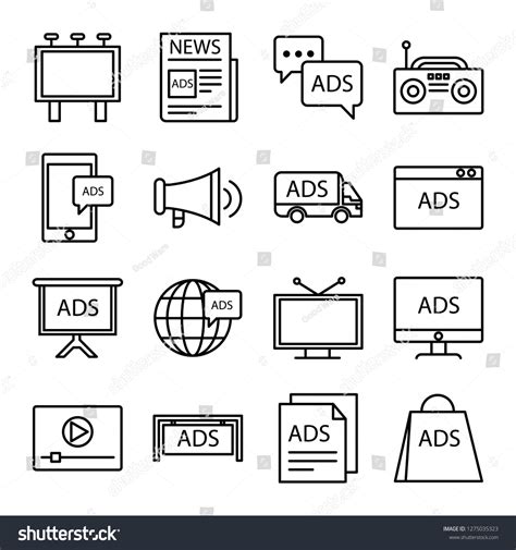 Advertising Icons Pack Isolated Advertising Symbols Stock Vector (Royalty Free) 1275035323 ...