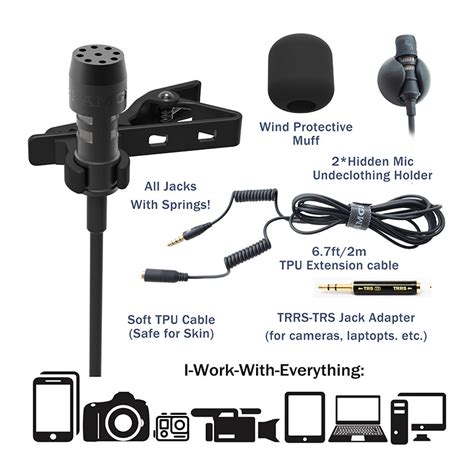 Hd Lavalier Lapel Microphone Kit Dreamgrip Lav Mm Trrs Jack