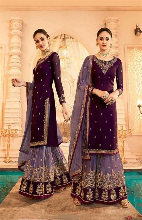 Zubeda Sugandha Satin Georgette Embroidered Sharara Suit D No