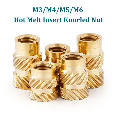 50pcs Brass Hot Melt Insert Knurled Nut M3 M4 M5 M6 Thread Heat Double